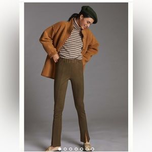 Anthropologie Avec Les Filles Split Hem Suede Leggings